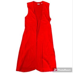 Cyrus Devotion By Cyrus Red Long Sleeveless Open Front Sweater Medium